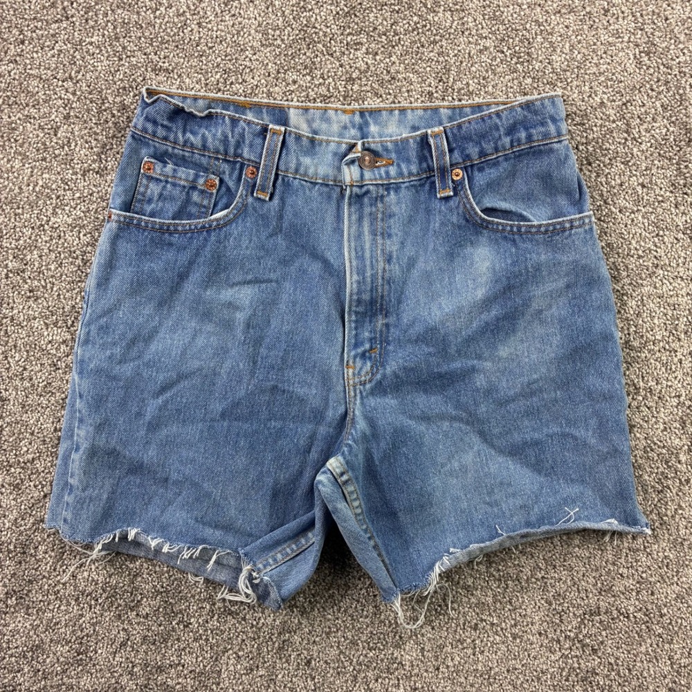 Vintage Levi's 550 Denim Shorts Women's 11 Med Blue Light Wash Cut Off Jorts‎